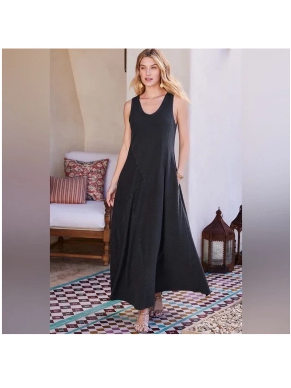 Soft Surroundings washed black Bailey Maxi Size M